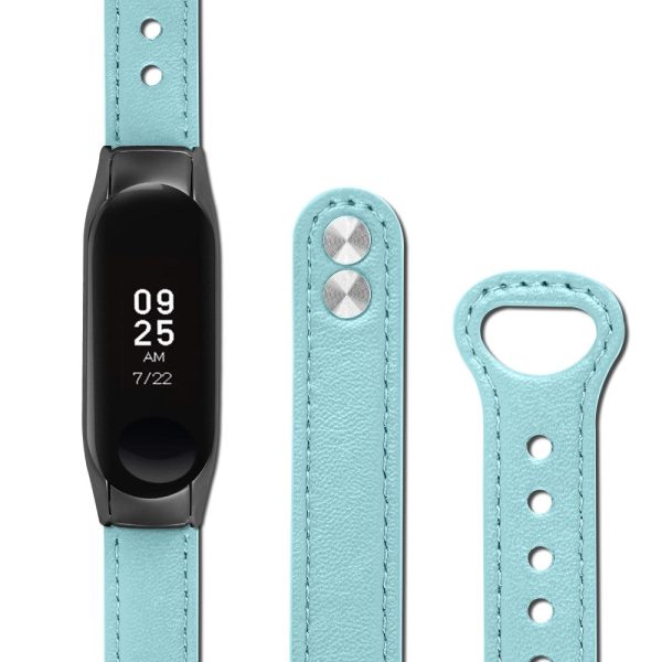 Xiaomi Smart Band 8 Genuine leather strap with black cover - Blue Fashion