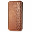 OnePlus 12 leather case with a stylish rhombus imprint - Brown Online Hot Sale