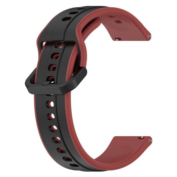 20mm Universal dual color silicone strap - Black   Dark Red For Sale