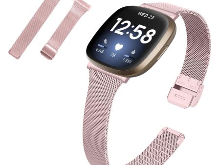 Fitbit Sense   Versa 3 milanese stainless steel watch band - Pink Online Sale