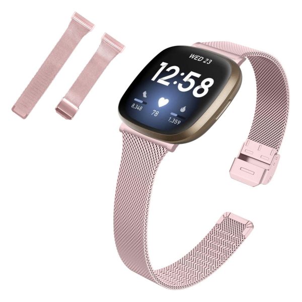 Fitbit Sense   Versa 3 milanese stainless steel watch band - Pink Online Sale