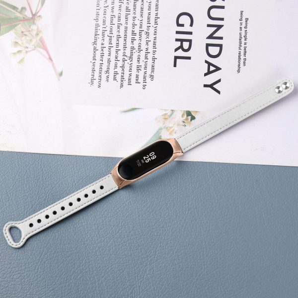 Xiaomi Smart Band 8 Genuine leather strap with rose gold cover - White For Sale