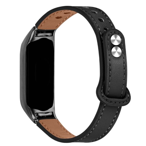 Xiaomi Smart Band 8 Genuine leather strap with black cover - Black Hot on Sale