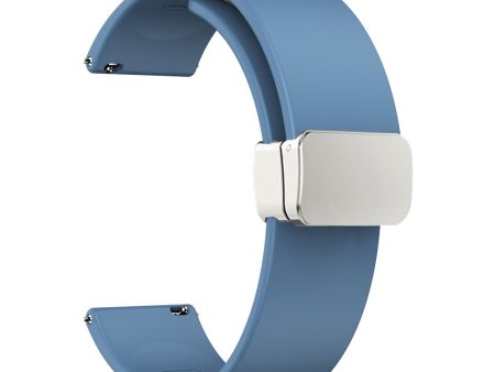 20mm Universal Silicone strap with folding silver buckle - Blue Sale