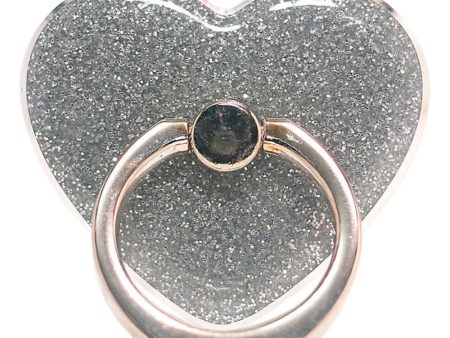 Heart shape glitter smartphone ring holder - Silver Cheap