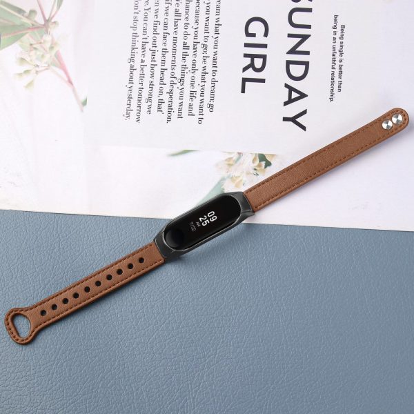 Xiaomi Smart Band 8 Genuine leather strap with black cover - Brown For Sale