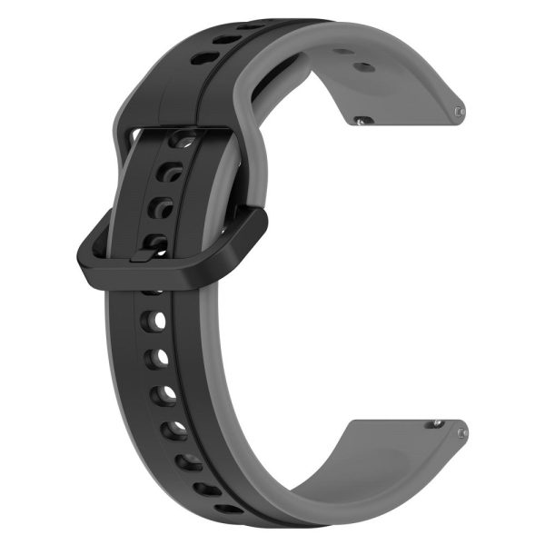 22mm Universal dual color silicone strap - Black   Grey Hot on Sale