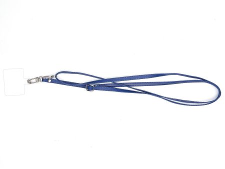 Universal crossbody leather neck strap with transparent pad - Dark Blue Online Sale