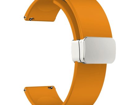 20mm Universal Silicone strap with folding silver buckle - Yellow For Cheap