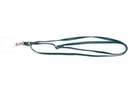 Universal crossbody leather neck strap with transparent pad - Dark Green Fashion