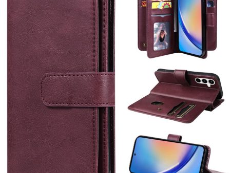 10-slot Samsung Galaxy A35 wallet case - Wine Red on Sale