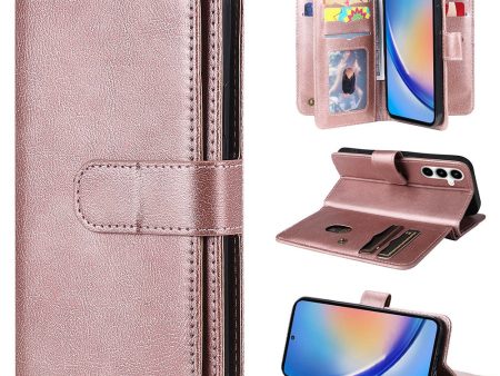 10-slot Samsung Galaxy A35 wallet case - Rose Gold Fashion