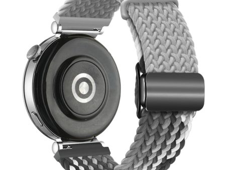 18mm Universal Smartwatch Strap Magnetic Buckle Design Woven Band - Light Grey+Dark Chocolate   Black Buckle For Sale