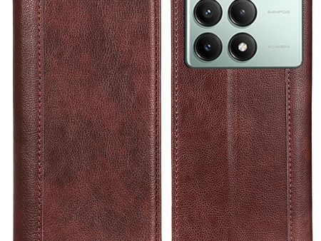 Xiaomi Redmi K70E   Xiaomi Poco X6 Pro genuine leather case with magnetic closure - Brown Discount