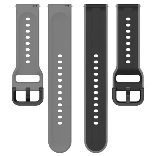 22mm Universal dual color silicone strap - Black   Grey Hot on Sale