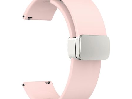 20mm Universal Silicone strap with folding silver buckle - Pink For Sale