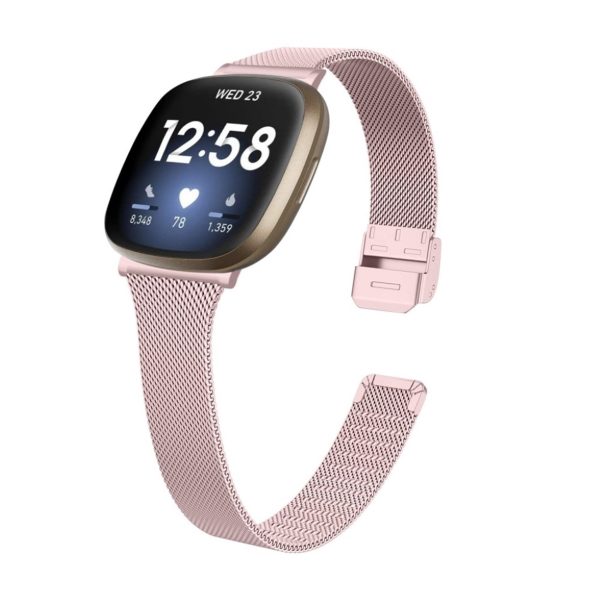 Fitbit Sense   Versa 3 milanese stainless steel watch band - Pink Online Sale