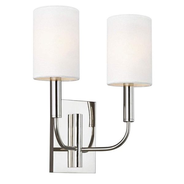 Brianna Indoor Wall Light 2Lt Burnished Brass, Polished Nickel Online now