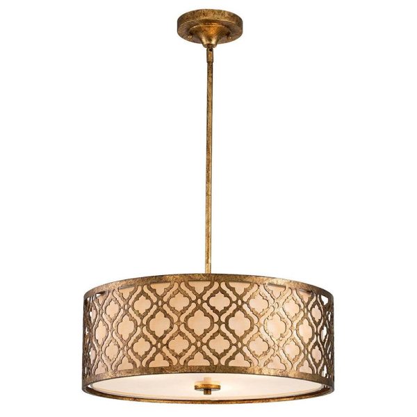 Arabella Duo-Mount Pendant Light Large 3Lt Distressed Gold Sale