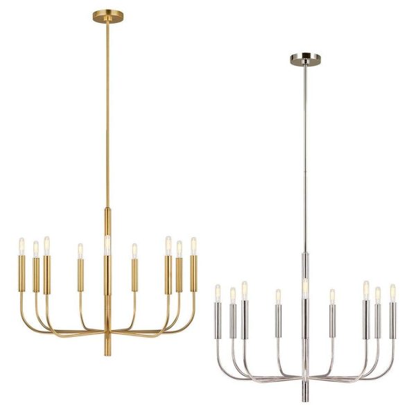 Brianna Chandelier 9Lt Burnished Brass, Polished Nickel Online Hot Sale