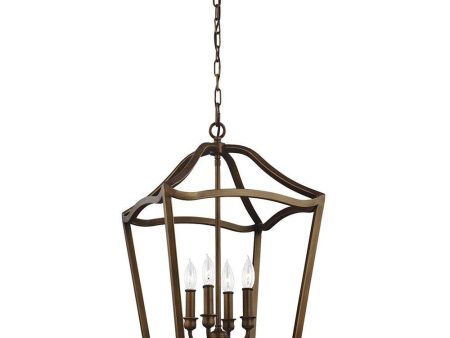 Yarmouth Pendant Light 4Lt Painted Aged Brass For Sale