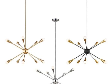 Jax LED Chandelier 10Lt 30w Burnished Brass, Midnight Black, Polished Nickel Online now