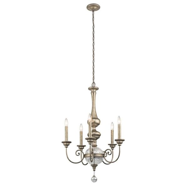 Rosalie 5Lt Chandelier in Sterling Gold Discount