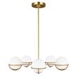 Apollo LED Chandelier 5Lt Burnished Brass, Polished Nickel For Sale