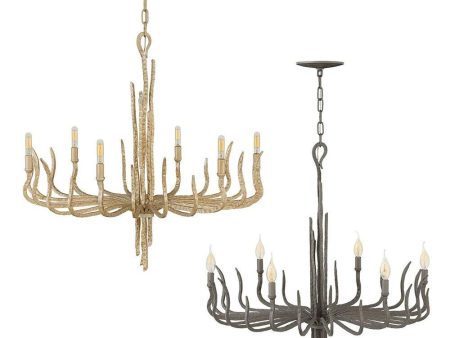 Spyre 6Lt Chandelier in Champagne Gold or Metallic Matte Bronze For Sale