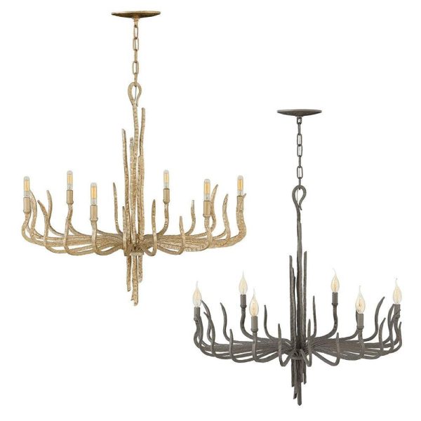 Spyre 6Lt Chandelier in Champagne Gold or Metallic Matte Bronze For Sale