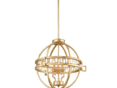 Lemuria Globe Pendant Light 3Lt Distressed Gold Fashion