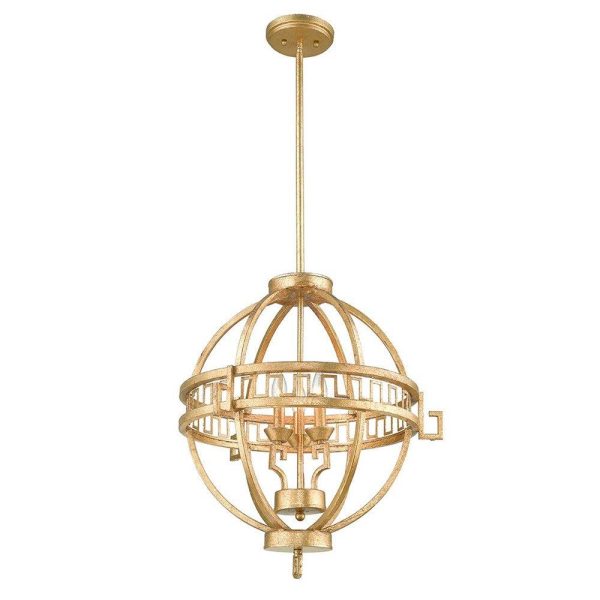 Lemuria Globe Pendant Light 3Lt Distressed Gold Fashion