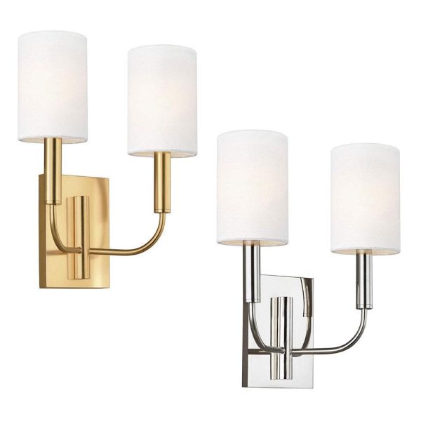 Brianna Indoor Wall Light 2Lt Burnished Brass, Polished Nickel Online now