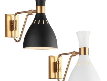 Joan Indoor Wall Light Midnight Black Burnished Brass, Matt White Burnished Brass Hot on Sale